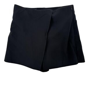 Zara Skort Womens Small Black High Waist Wrap Mini Shorts Skirt Trendy Modern